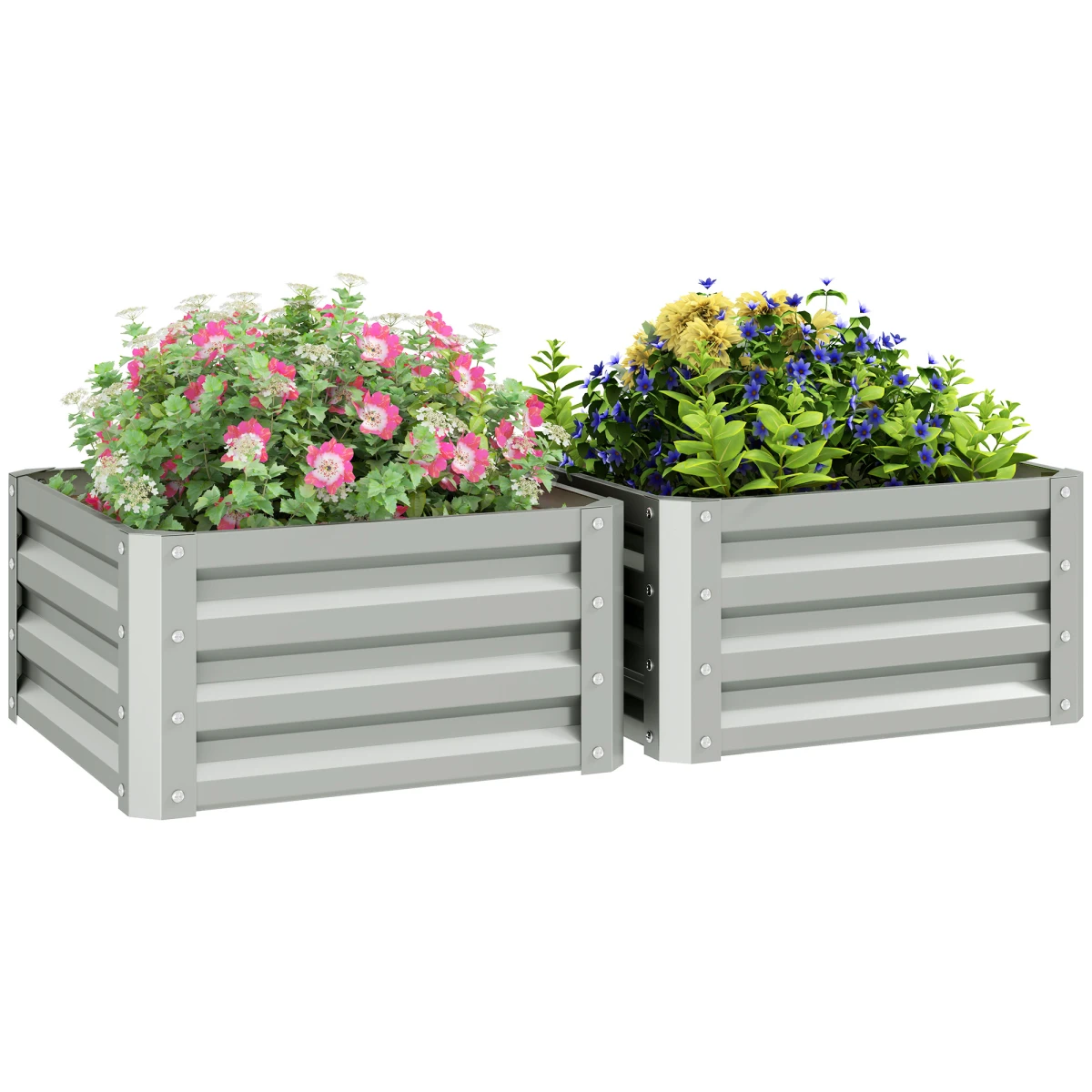 Outsunny Raised Garden Bed Two Pack Galvanised Steel Patio by Outsunny