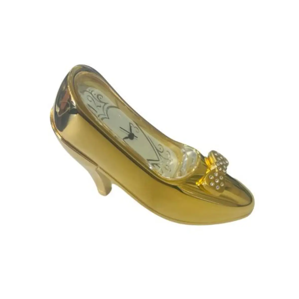 Miniature Miniature Clock Gold plated Stiletto Heel Solid Brass - NEEDS BATTERIES - Clock