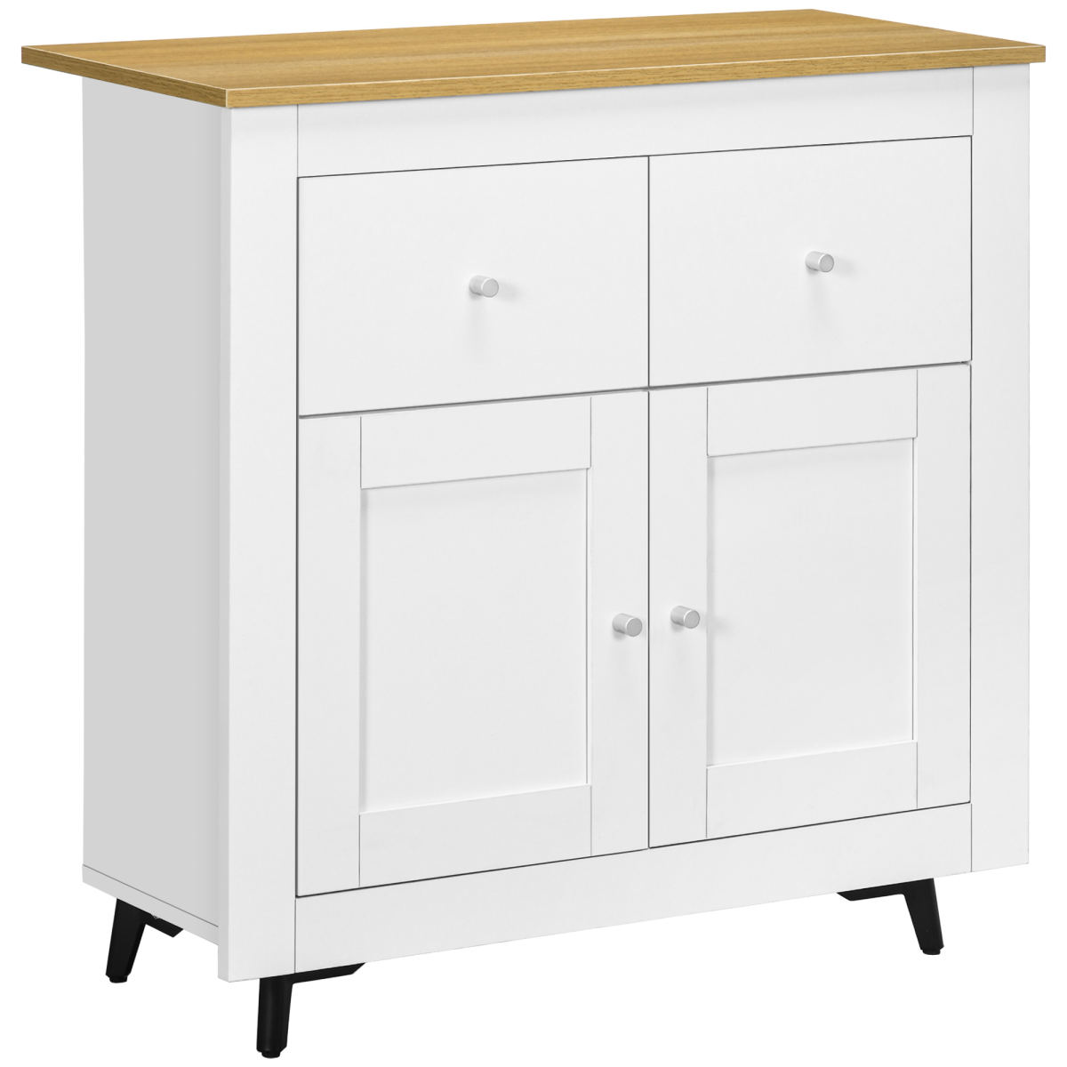 Premium White Sideboard Storage Cabinet Standard Wood Top Two Drawers Hallway Use - HOMCOM - Home Symphony