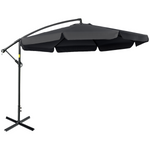 Outsunny 2.7m Garden Cantilever Banana Parasol Sun Shade w/ Crank, Black - Parasol