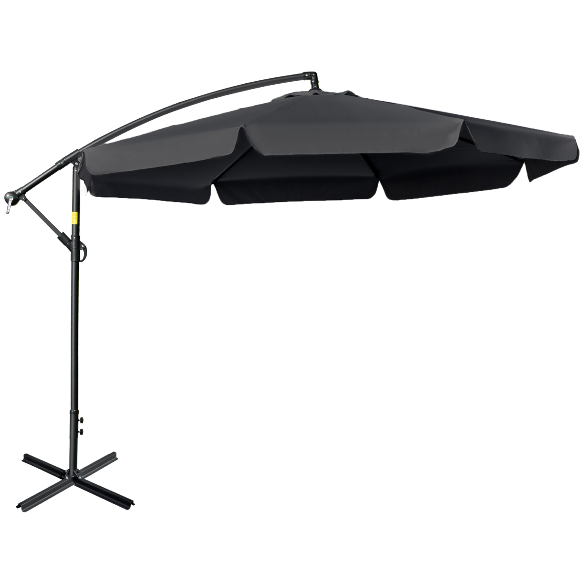 Outsunny 2.7m Garden Cantilever Banana Parasol Sun Shade w/ Crank, Black - Parasol