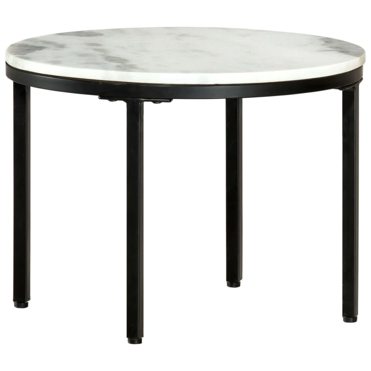 VidaXL Round Coffee Table Diameter 50 cm Real Solid Marble Black Powder Coated Legs Living Room by vidaXL