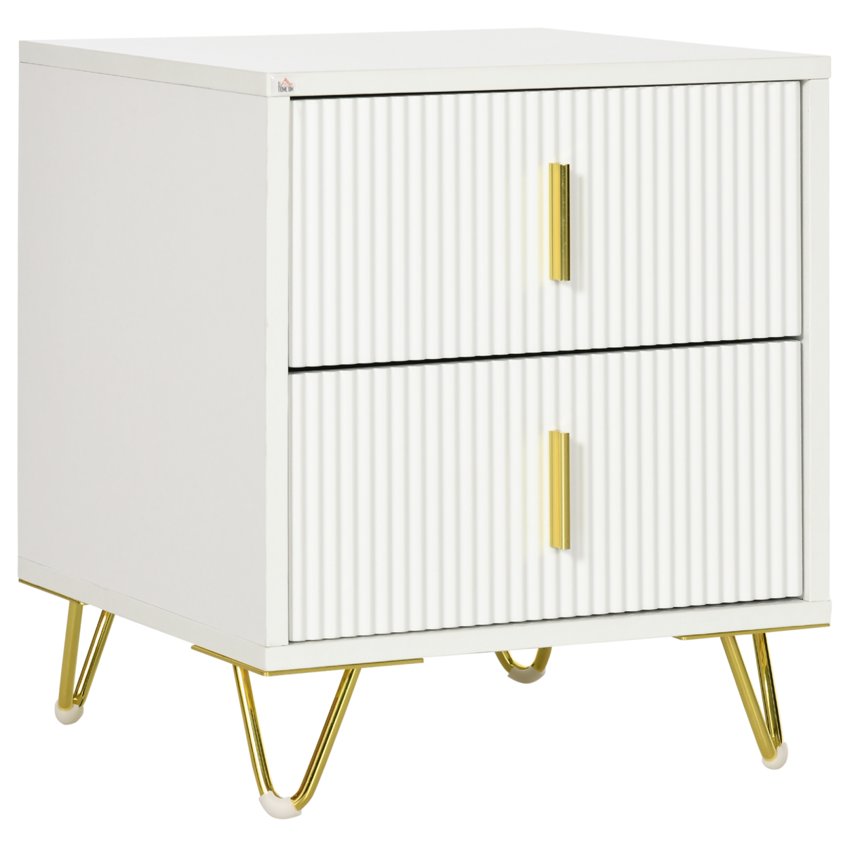 Premium Nightstand 2-Drawer Gold Handles - HOMCOM - Home Symphony