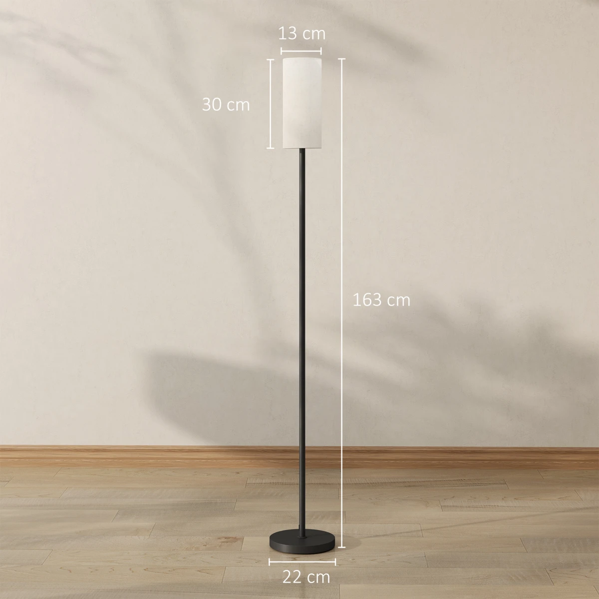 N/A Modern Floor Lamp With Linen Shade 163cm Tall 22cm Base Foot Switch Easy Assembly LED Or Halogen Compatible - Lamp