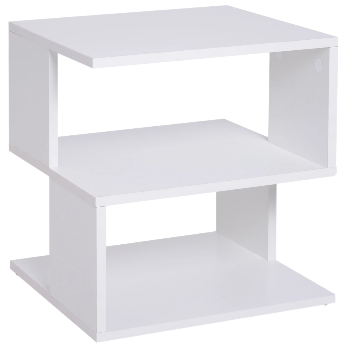 Unbranded Modern Two Tier Wood Side Table Compact Open Shelves For Living Room White Finish Sturdy Yet Lightweight - Coffee Table