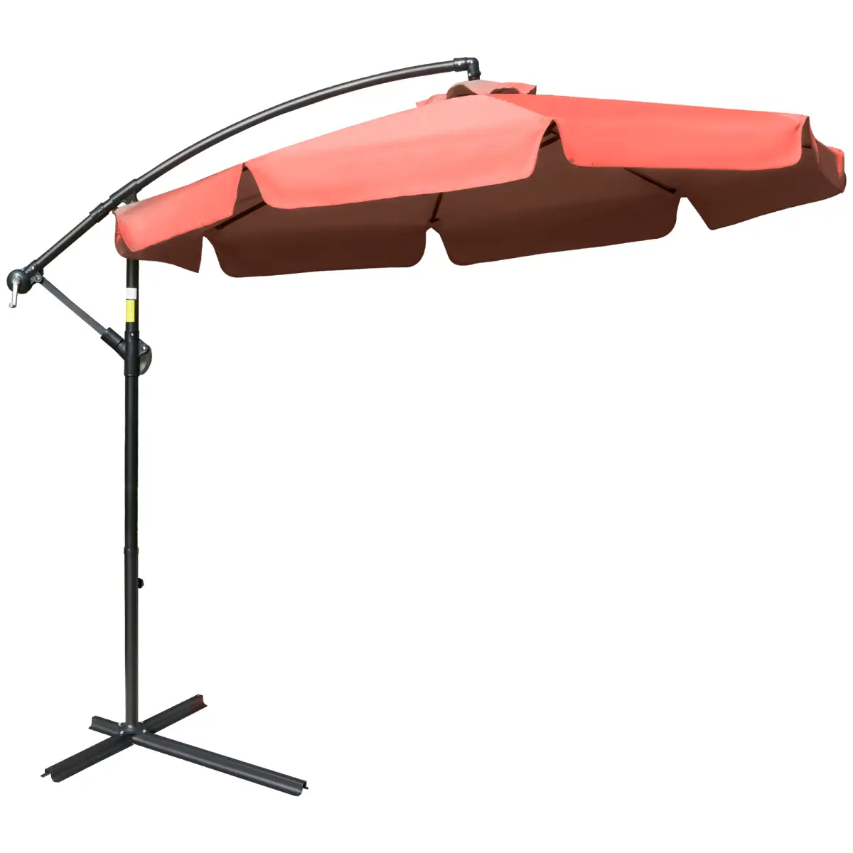 Outsunny 2.7m Banana Parasol Cantilever Crank Handle Wine Red - Parasol