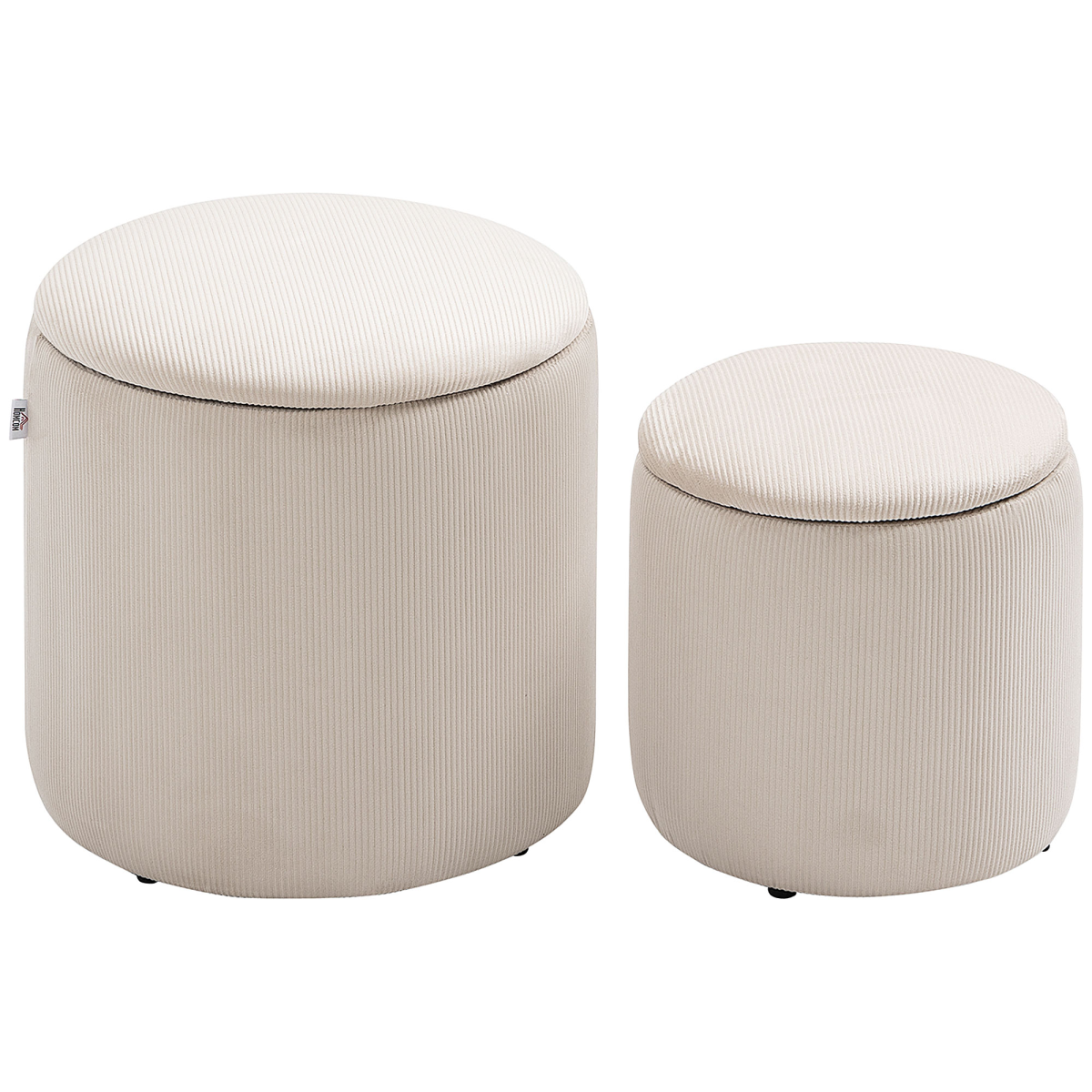 HOMCOM Storage Ottoman Set Of 2 Corduroy - HOMCOM - Home Symphony