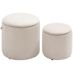 HOMCOM Storage Ottoman Set Of 2 Corduroy - HOMCOM - Home Symphony