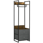 Rustic Industrial Clothes Rack Garment with 2 Fabric Drawers by Unbranded
