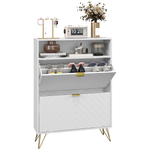HOMCOM HOMCOM Narrow Shoe Storage Cabinet with 2 Flip Drawers for 12 Pairs of Shoes -