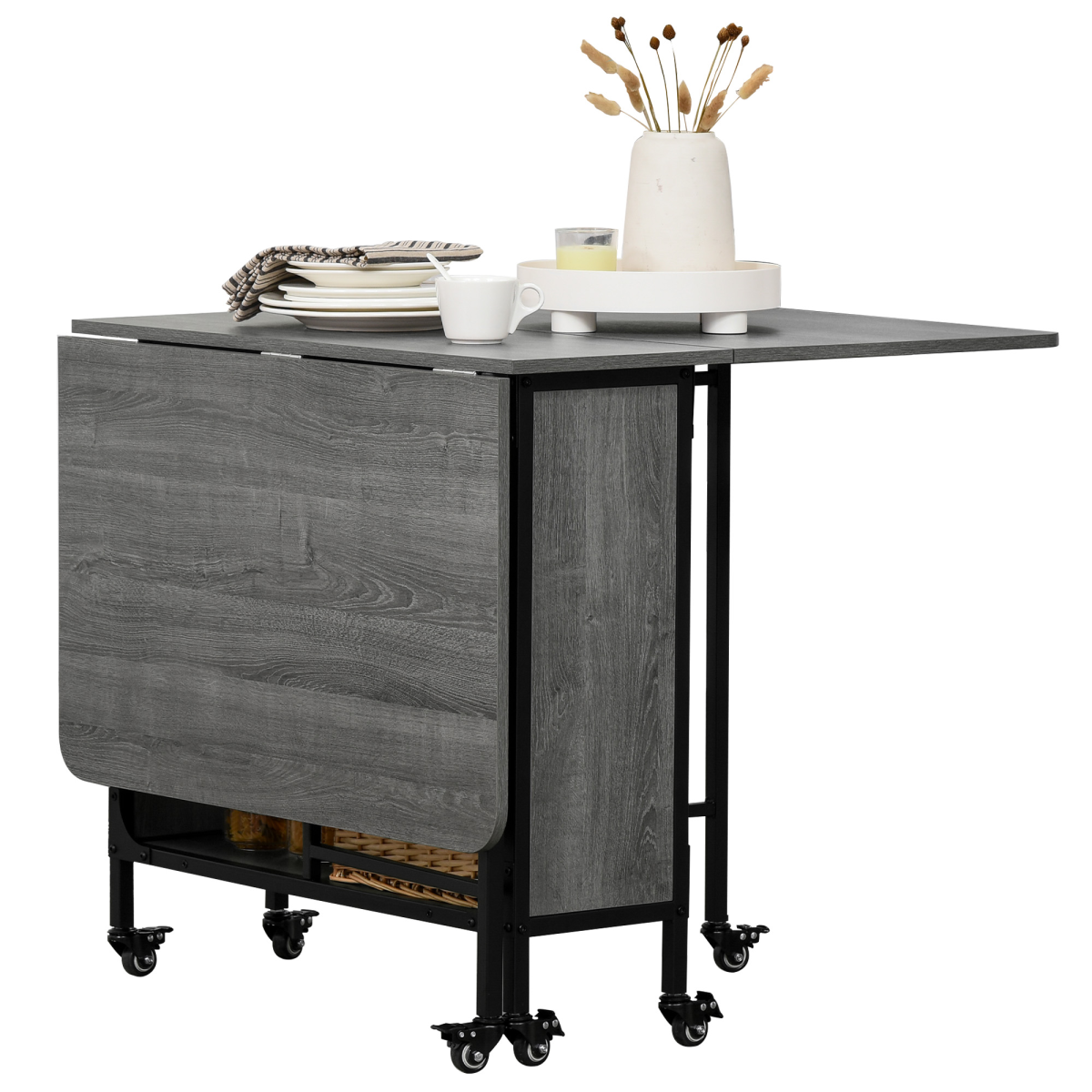 Homcom Mobile Drop Leaf Table Compact Extendable for Six - HOMCOM - Home Symphony