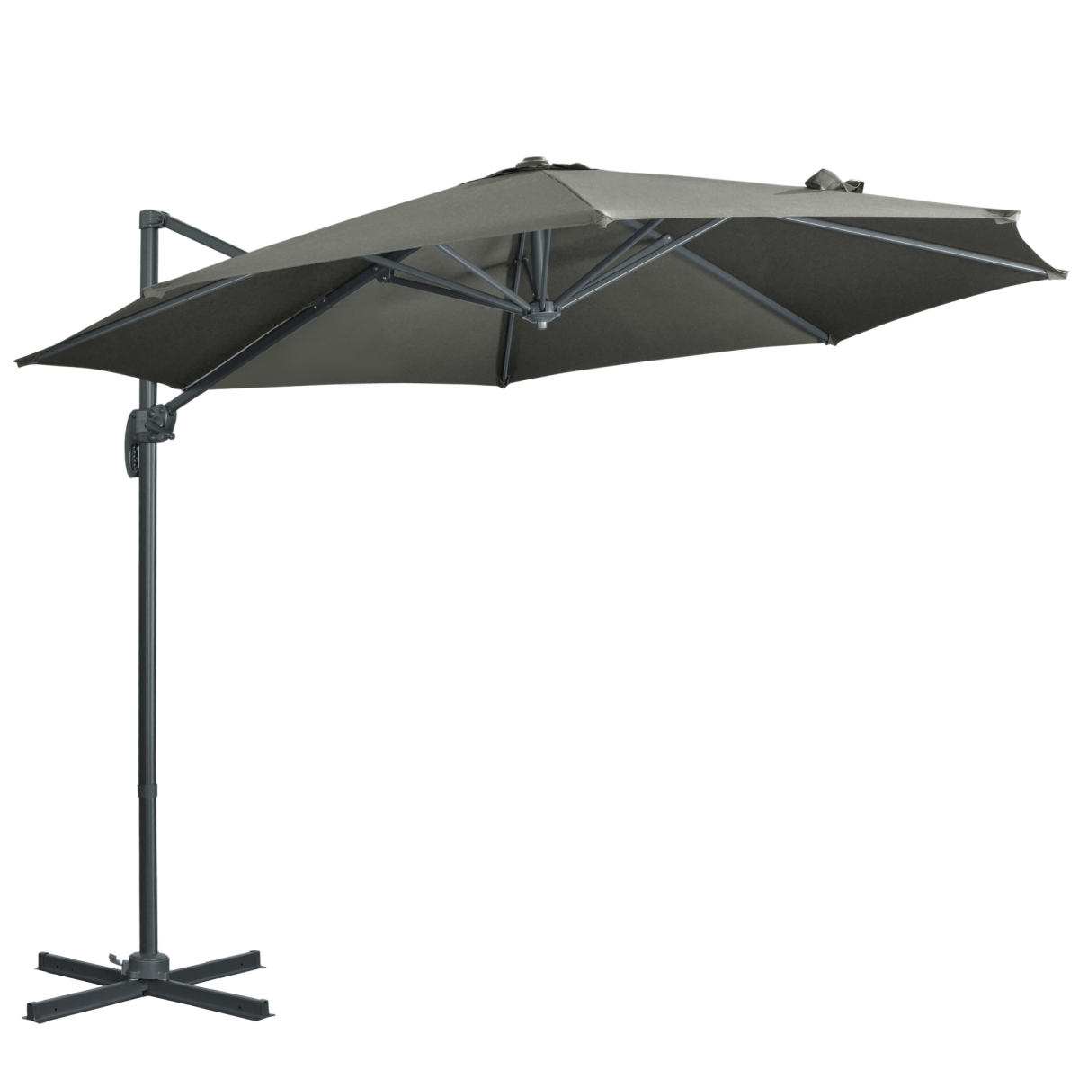Outsunny 3 x 3(m) Cantilever Parasol Garden Umbrella with Cross Base Grey - Parasol