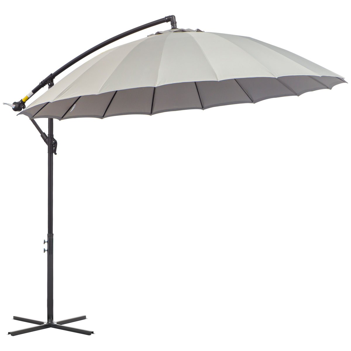 Unbranded 3(m) Cantilever Shanghai Parasol w/ Crank Handle, Cross Base, Grey Outsunny - Parasol