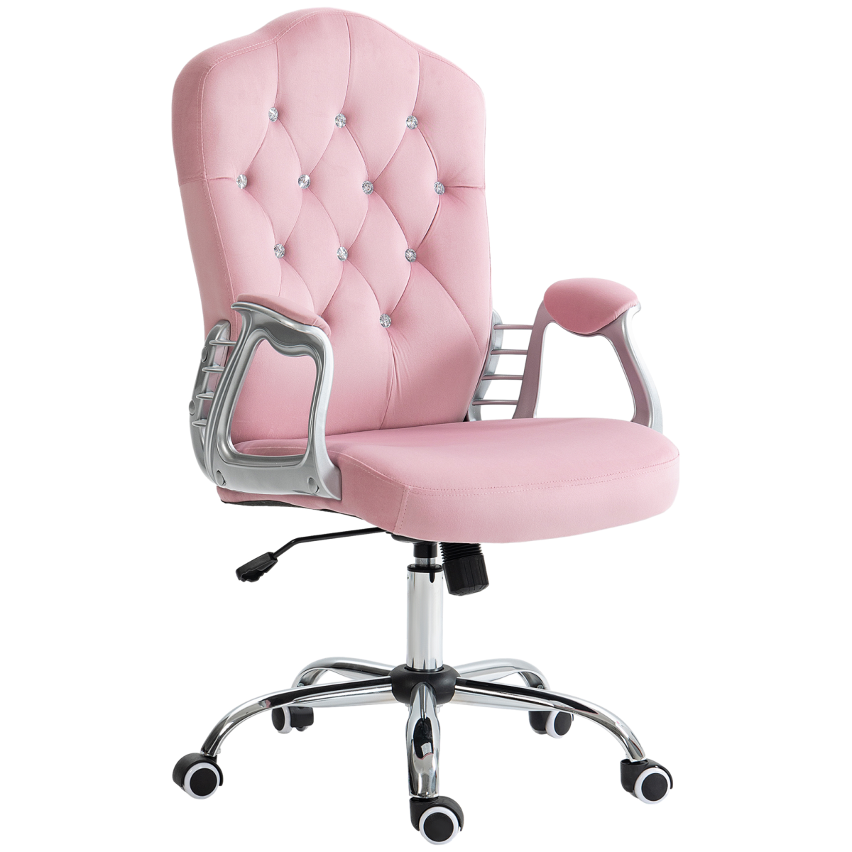 Vinsetto Home Office Chair 47 to 57 cm Height and Tilt Adjustment Velvet Upholstery with Diamonds for Home Office