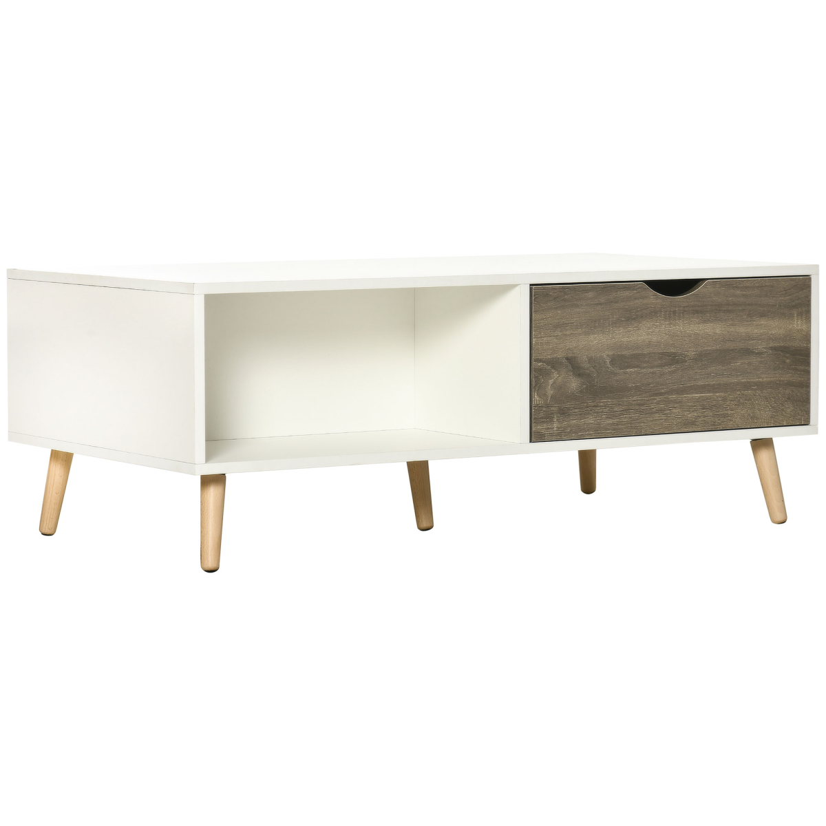 Modern White Coffee Table With Storage Drawers