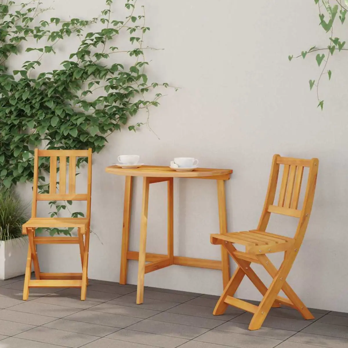 vidaXL vidaXL Garden Chair with Cushion Folding 2 pcs Solid Acacia Wood - Garden Chairs