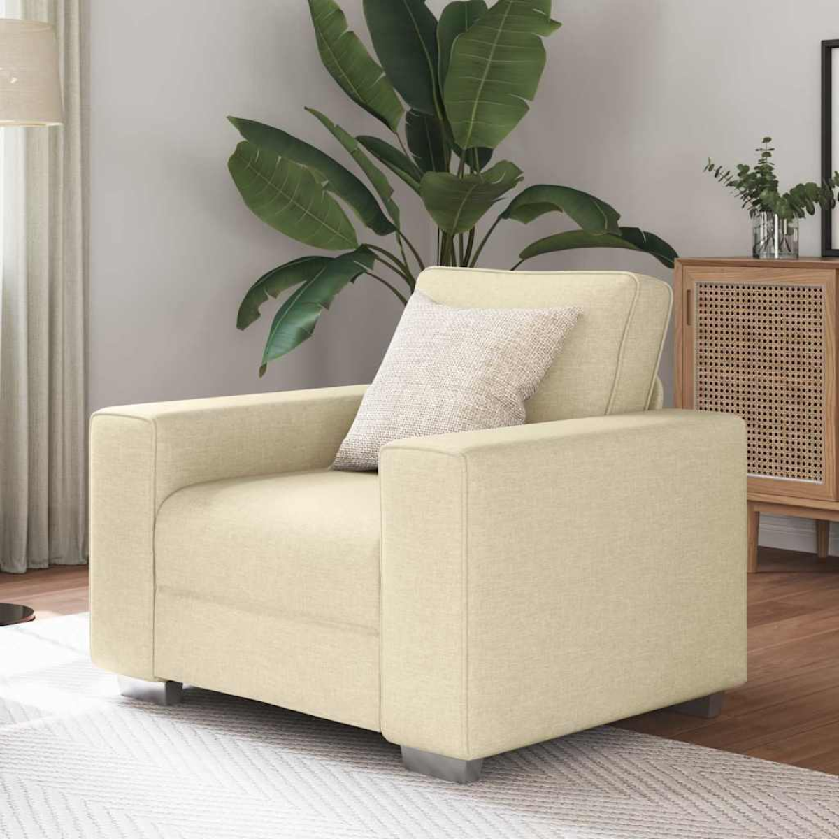 VidaXL Sofa 100 x 77 x 82 cm Cream Fabric Cushioned Lounge - vidaXL - Home Symphony