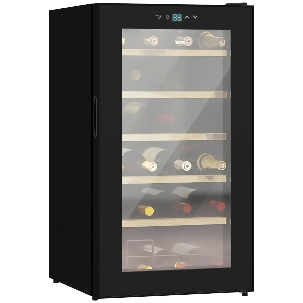 HOMCOM 24 Bottles Wine Fridge with Glass Door Digital Touch Screen Control LED Light - Wine Rack