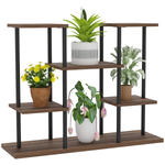 Outsunny Outsunny 4 Tiered Metal Flower Shelf Display Rack, Carbonised Finish - Wine Rack