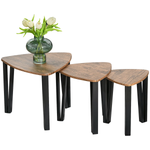 Premium Walnut Triangular Stackable Coffee Table Set V Shaped Metal Legs Living Rooms by HOMCOM