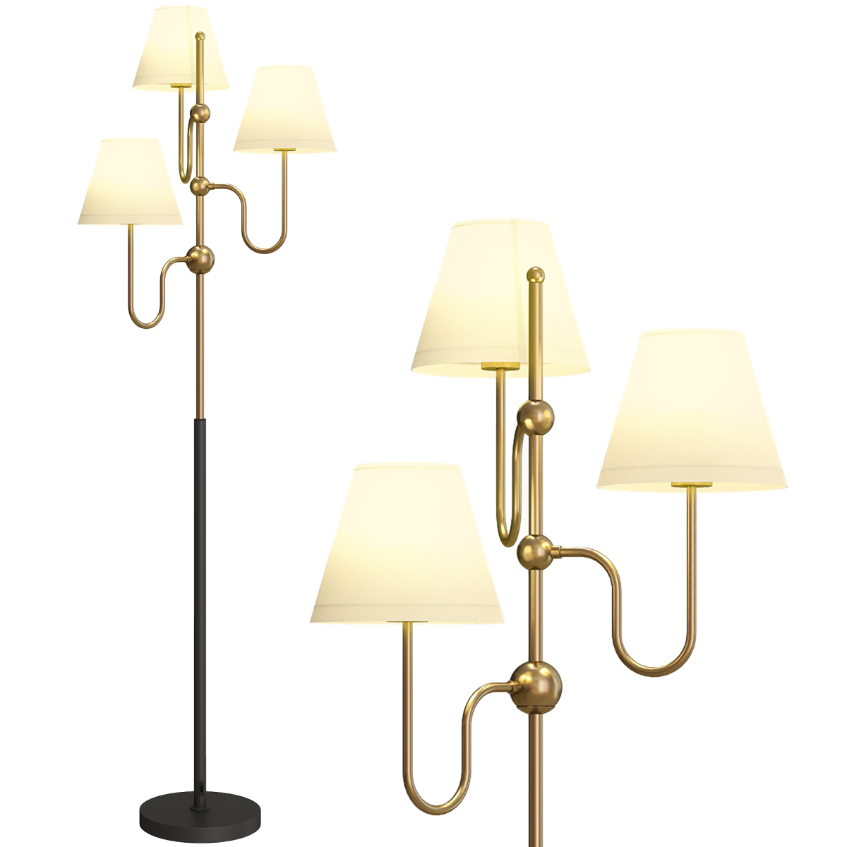 Stylish HOMCOM 3-Light Floor Lamp, 165 cm Tall Standing Lamp with Foot Switch, enhances any room with elegance.