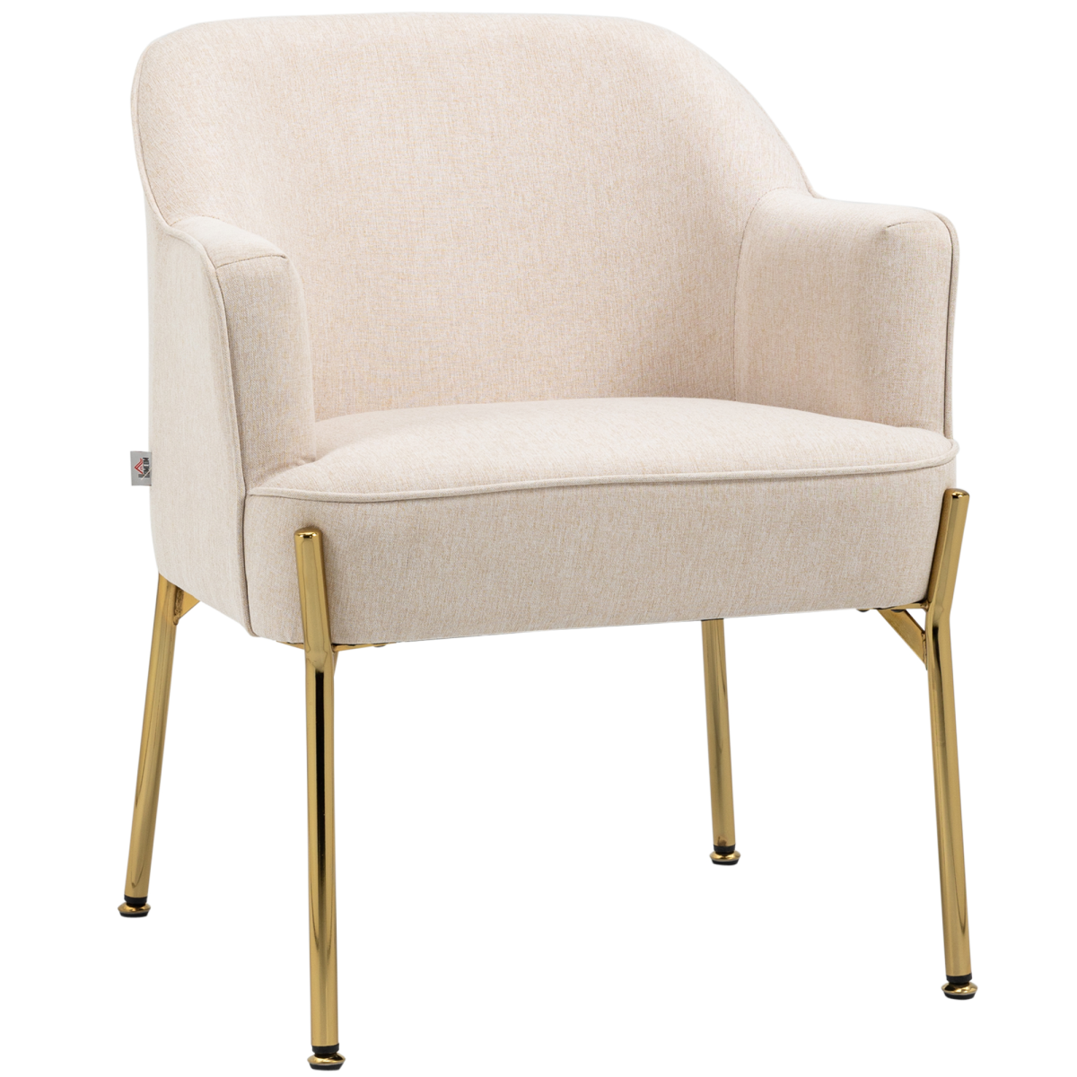 Home Symphony Premium Fabric Armchair Tub Chair Gold Legs For Living Room with a cosy tub silhouette and padded seat.
