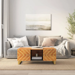 VidaXL Coffee Table 100x54x40 Cm Solid Mango Wood Chevron Inlay Living Room Decor by vidaXL