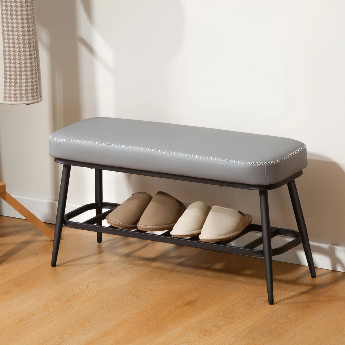 N/A Premium PU Leather Storage Bench 7cm Cushion Home - Shoe Storage