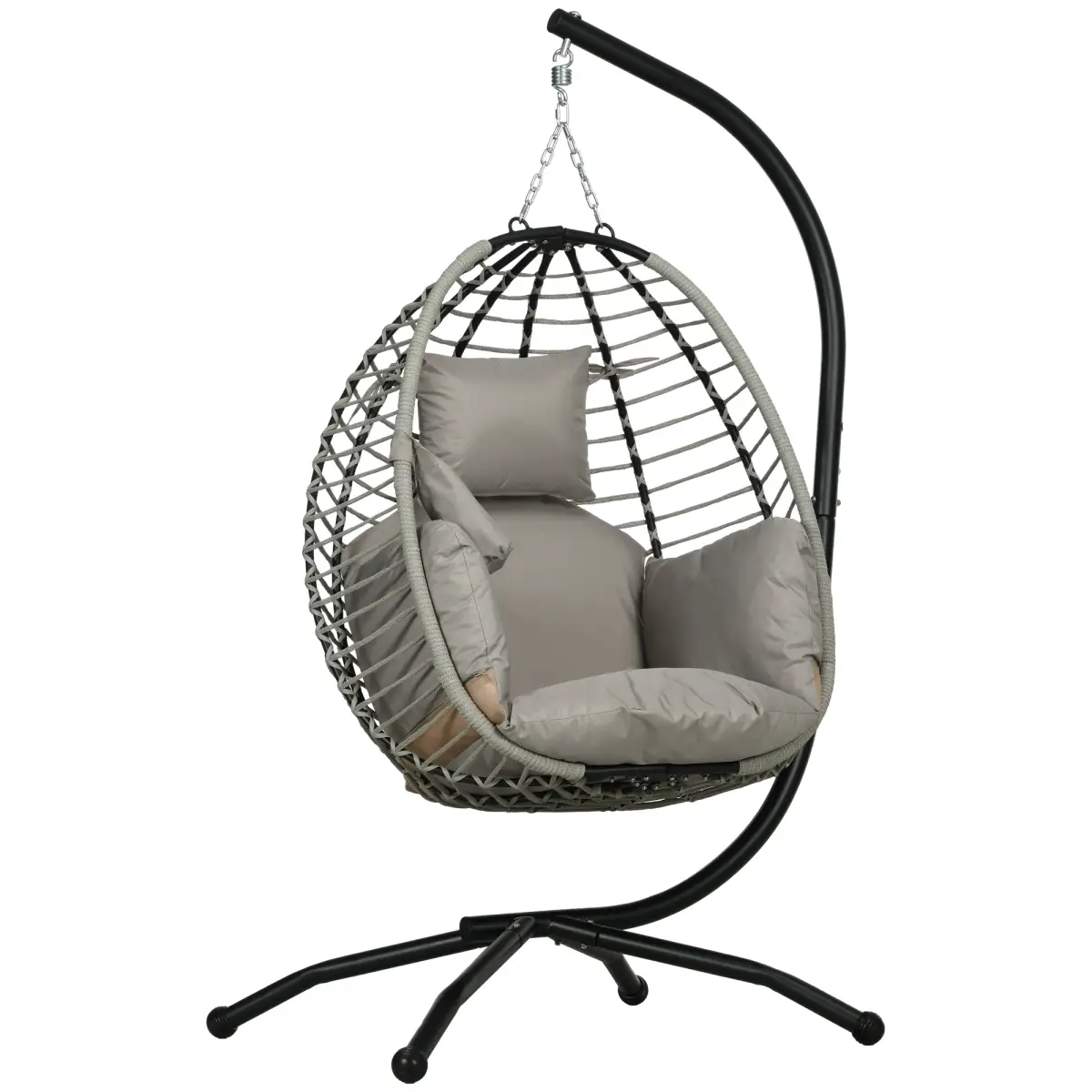 Outsunny Outsunny Hanging Swing Chair with Thick Cushion, Patio Hanging Chair, Grey - Hammocks