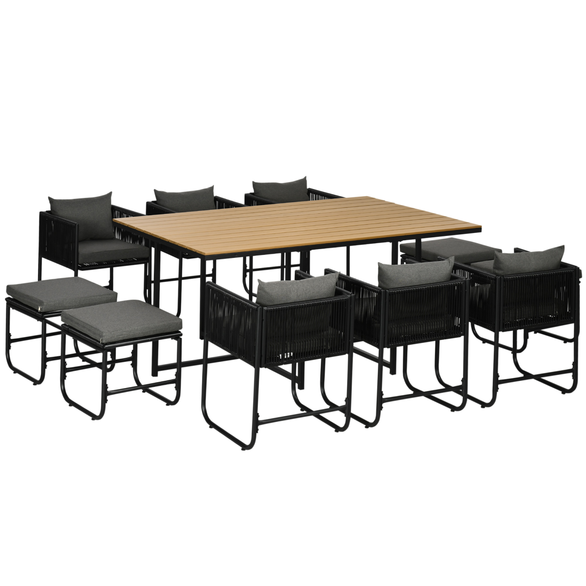 Premium Rattan Dining Set 10 Seater Space Saving Outdoor - Outsunny - Home Symphony