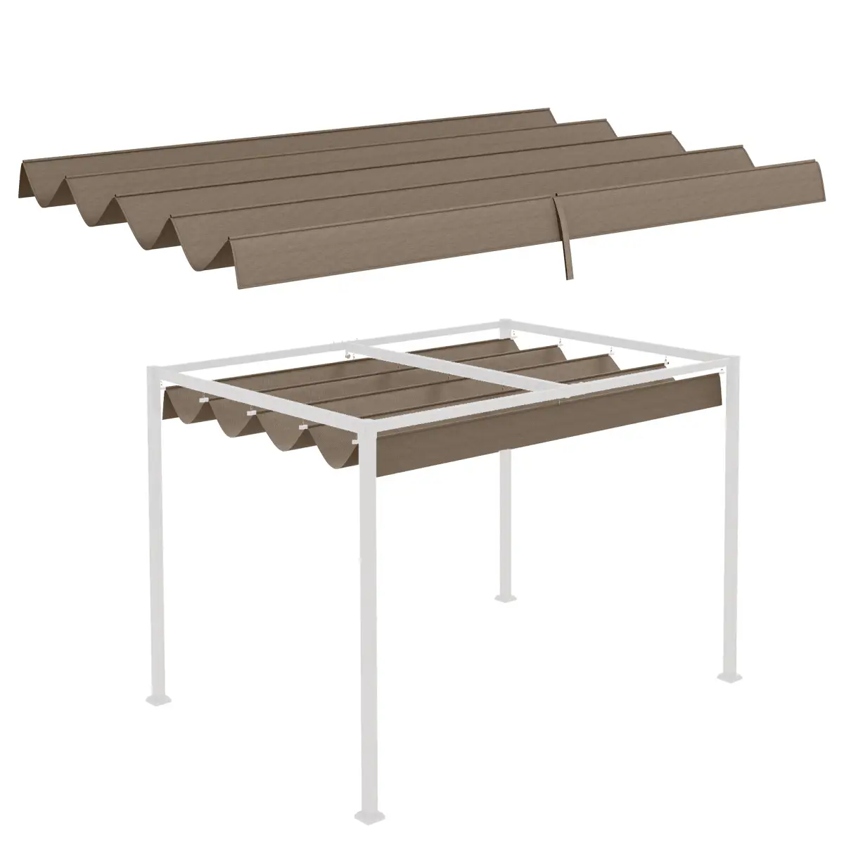 Outsunny Outsunny Pergola Sun Shade Cover Roof Replacement for 3 x 2.15m Pergola, Coffee - Gazebos