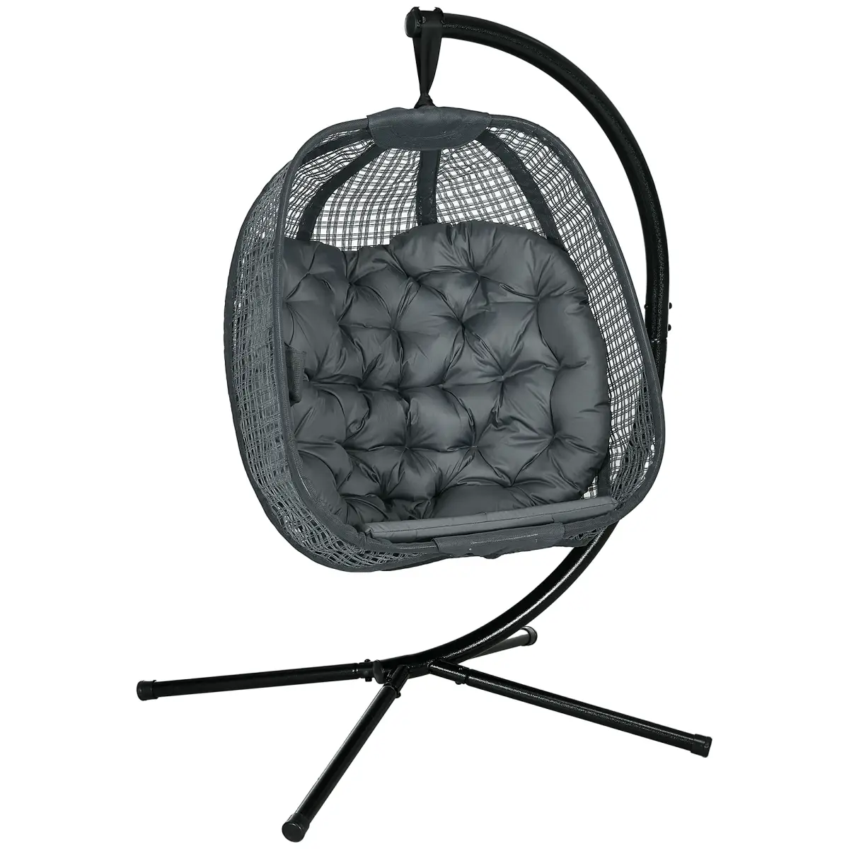 Outsunny Outsunny Hanging Swing Chair w/ Thick Cushion, Patio Hanging Chair, Dark Grey - Hammocks