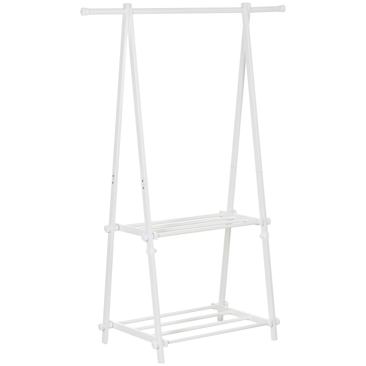 Powder Coated Steel Clothes Rail Tall 2 Shelves Home - HOMCOM - Home Symphony