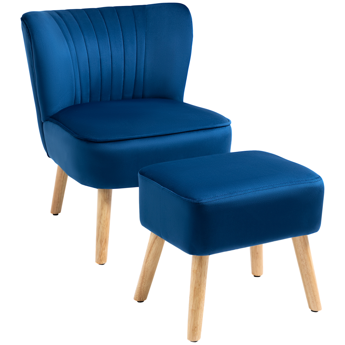 Lux Velvet Accent Chair With Ottoman Compact Velvet Home by Home Symphony in navy velvet.