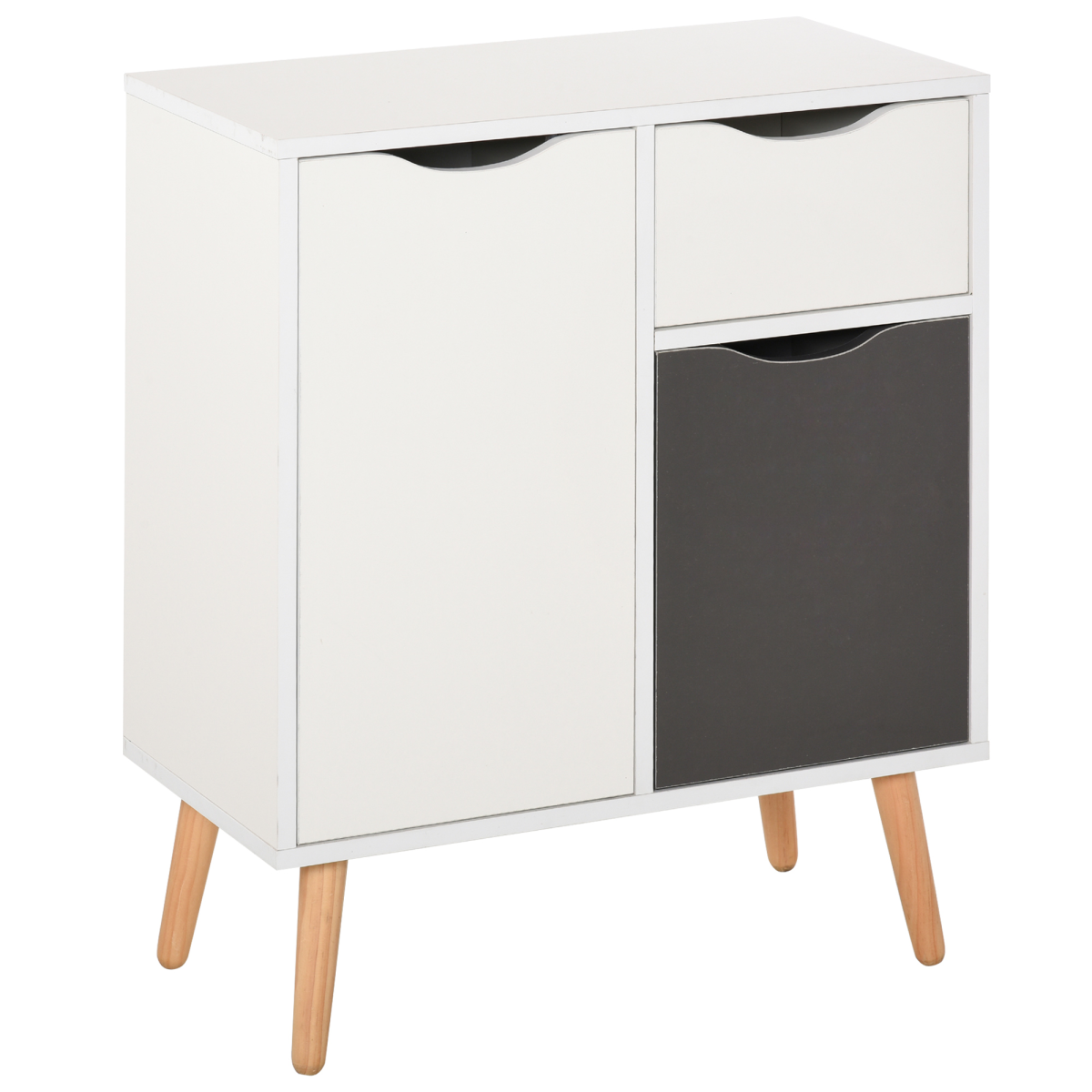 Scandi White Floor Cabinet Compact With Drawer And Three-Section Storage For Bedroom And Living Room - Unbranded - Home Symphony