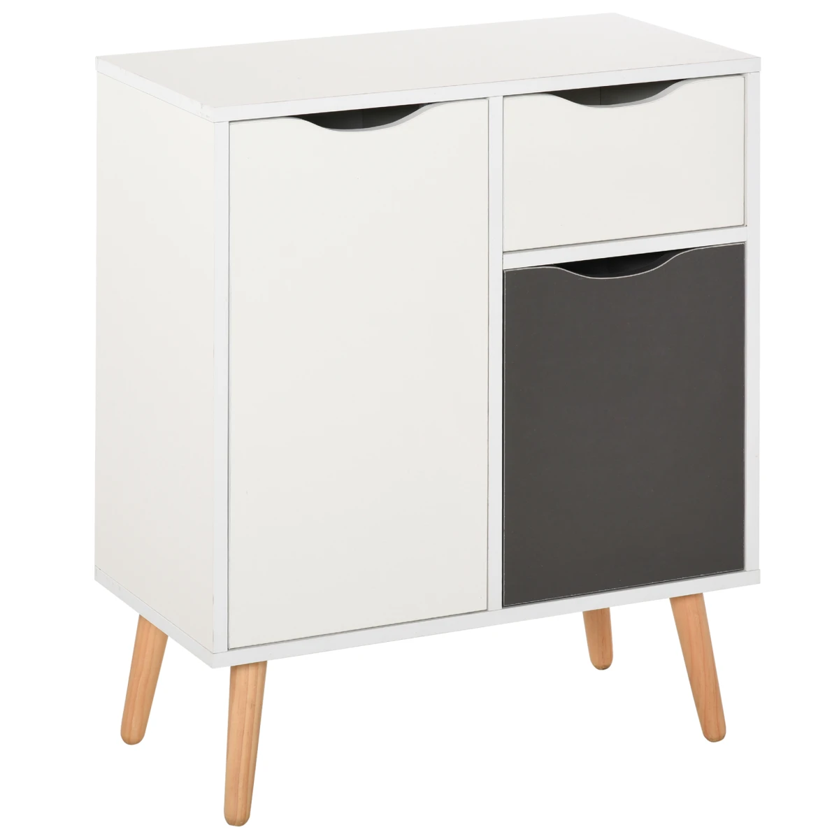 Unbranded Scandi White Floor Cabinet Compact With Drawer And Three-Section Storage For Bedroom And Living Room - Chest of Drawers