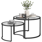 HOMCOM HOMCOM Glass Coffee Table Set of 2, Round Nest of Tables for Living Room - Coffee Table