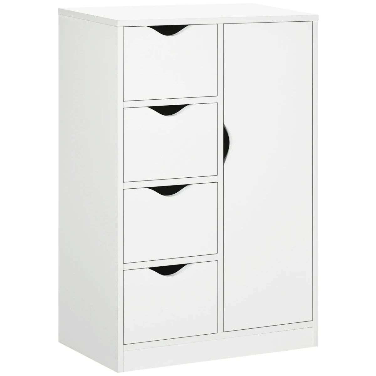 HOMCOM White Cabinet Slim 4-Drawer With Shelf For Home - Chest of Drawers