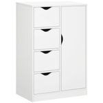 HOMCOM White Cabinet Slim 4-Drawer With Shelf For Home - Chest of Drawers