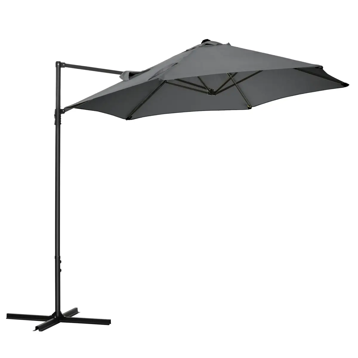 Outsunny 2.5M Garden Cantilever Parasol W/ 360 Rotation and Cross Base, Dark Grey - Parasol