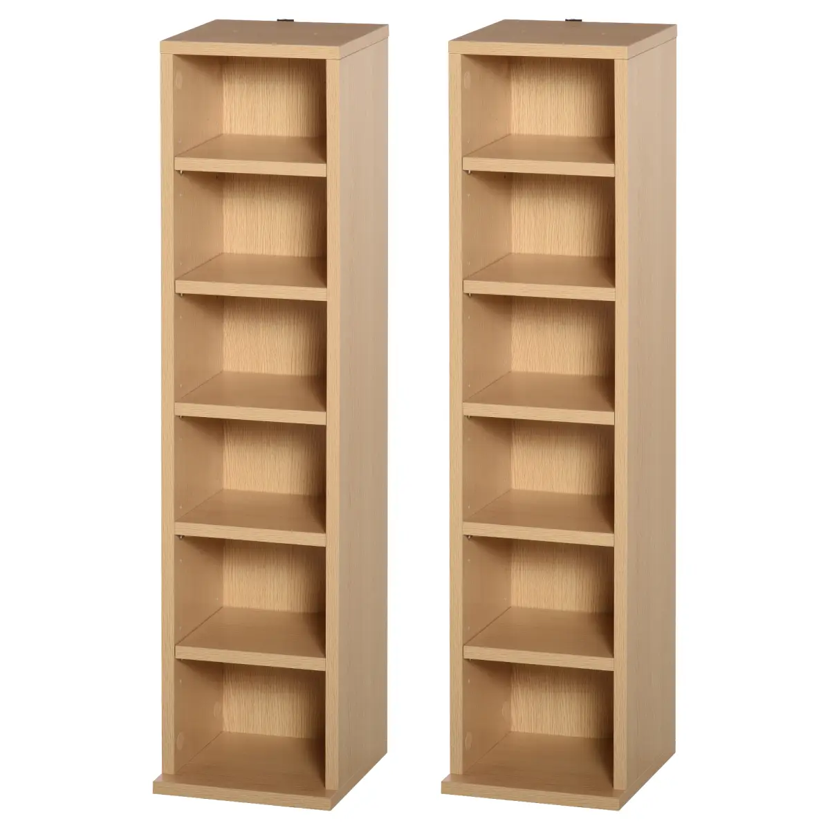 Unbranded Set of 2 CD Media Display Shelf Unit Tower Rack w/ Adjustable Shelves Wood Color - Wine Rack