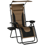 Outsunny Zero Gravity Lounger Chair Full Size Lockable Recline Canopy Shade Cup Holder Tray Outdoor Patio Relaxation - Sun Lounger