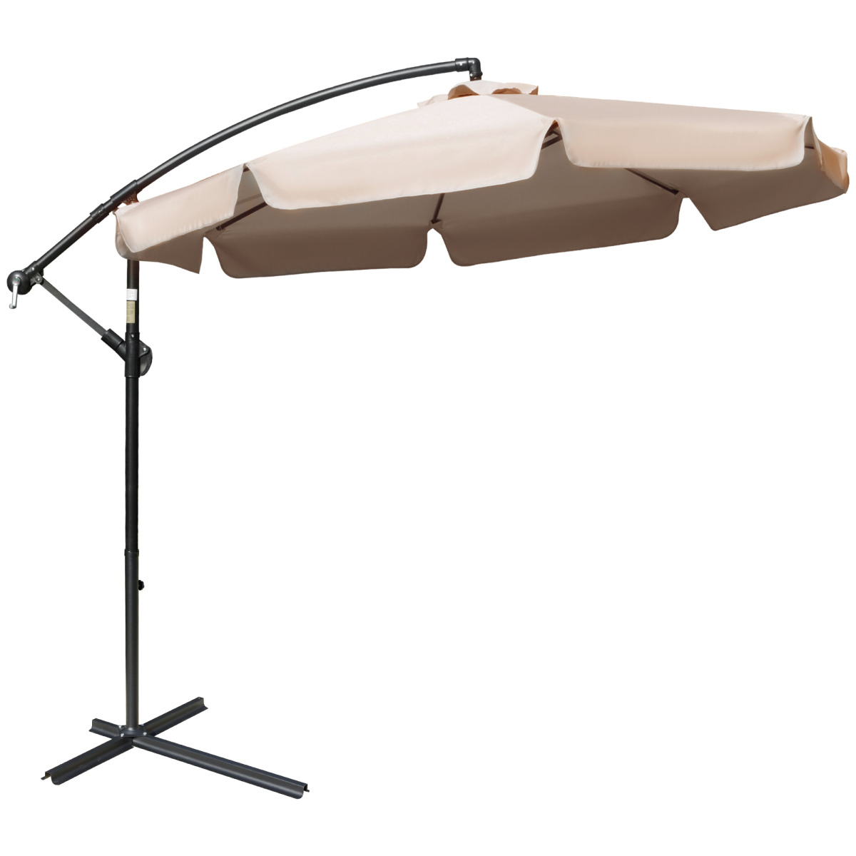 Outsunny Outsunny 2.7m Garden Cantilever Banana Parasol Sun Shade w/ Crank, Light Brown - Parasol