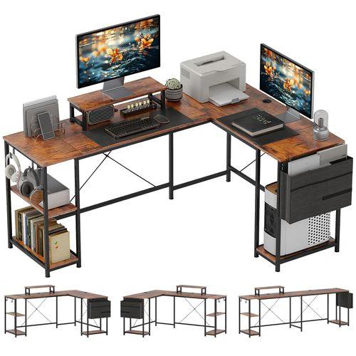 HOMCOM 168cm Reversible L Shaped Desk, 240cm Two Person Desk by HOMCOM