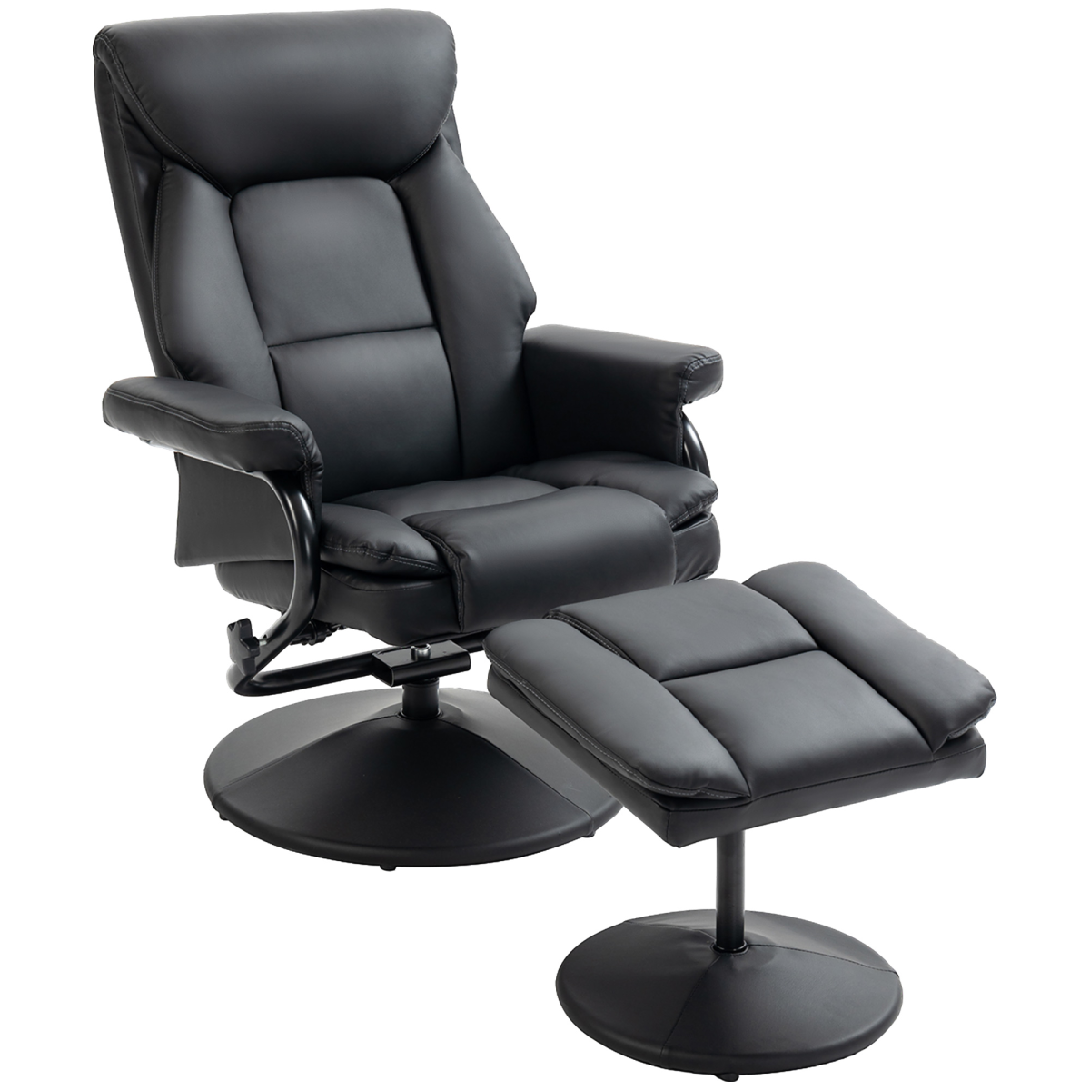 HOMCOM PU Leather Swivel Recliner Armchair OneSize 360Degree - HOMCOM - Home Symphony