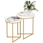 HOMCOM HOMCOM Nesting Coffee Tables Set of 2 With Marble Look Tops and Gold Frames for Modern Living Room - Coffee Table
