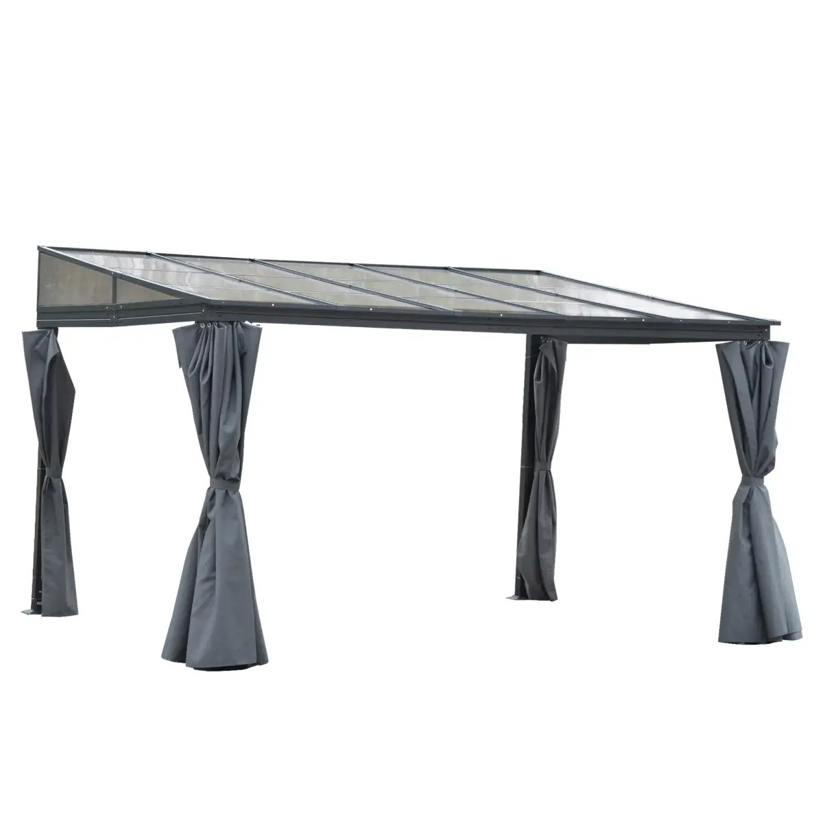 Outsunny Outdoor Hardtop Pergola Party Tent Garden Waterproof , 4 x 3m, Grey - Gazebos