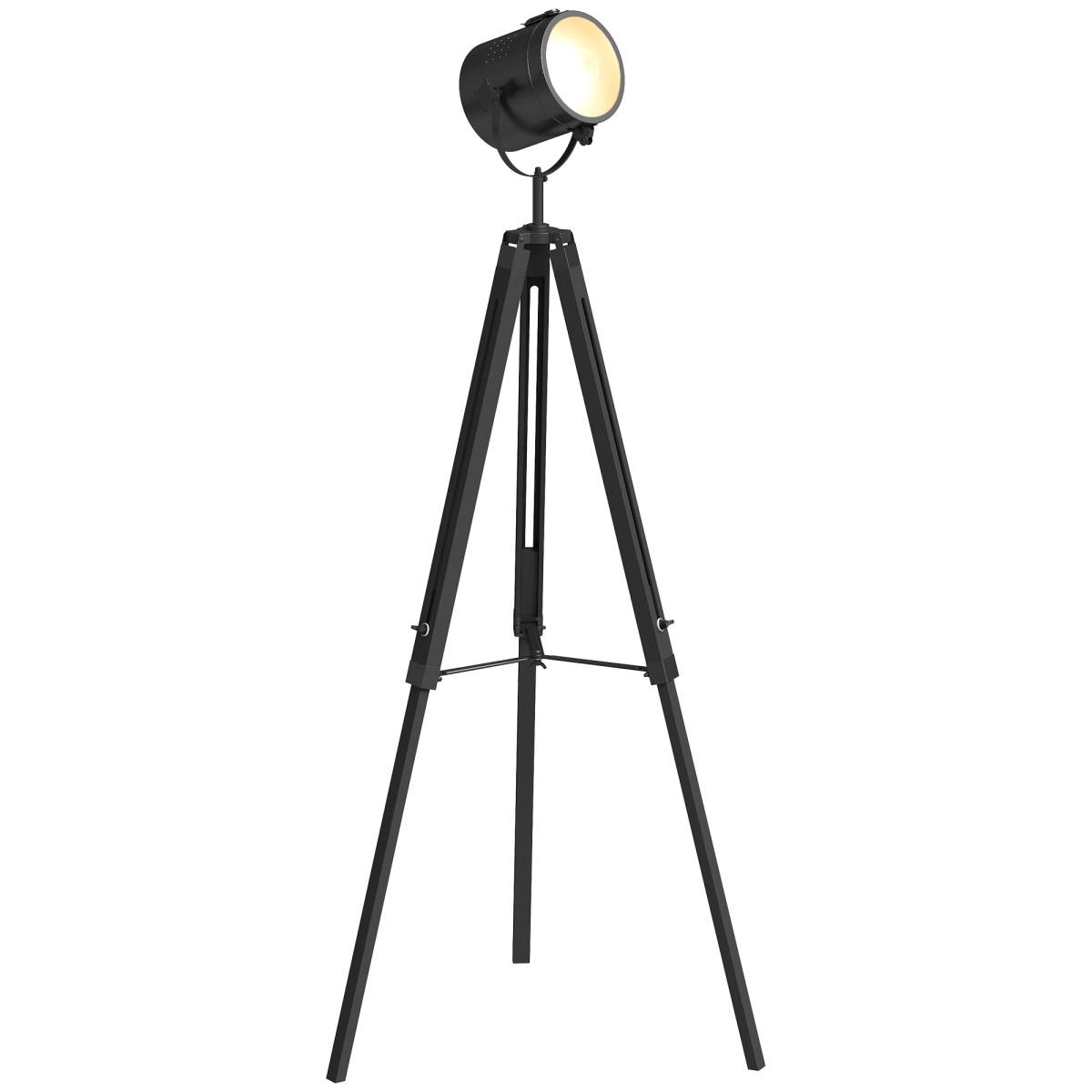 HOMCOM Tripod Floor Lamp Wood Height Adjustable