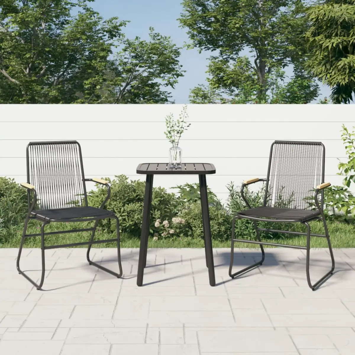vidaXL vidaXL Garden Chairs 2 pcs Black 58x59x85.5 cm PVC Rattan -