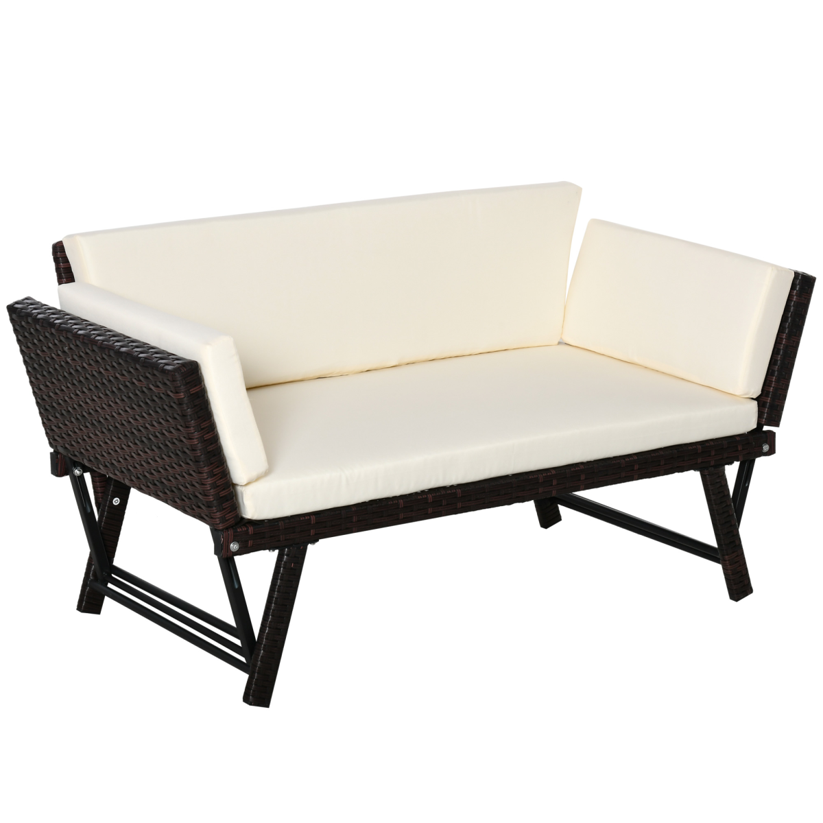 Outsunny Rattan Convertible Sofa Daybed Two In One Outdoor - Outsunny - Home Symphony